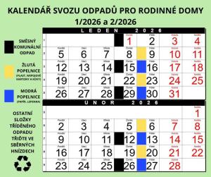 Kalendář svozu odpadů pro rodinné domy